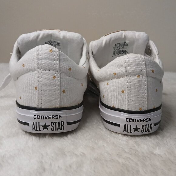 Chuck Taylor All Star Street Slip On Lace Up Gold Star Junior Shoes White Size 4 - Picture 7 of 9